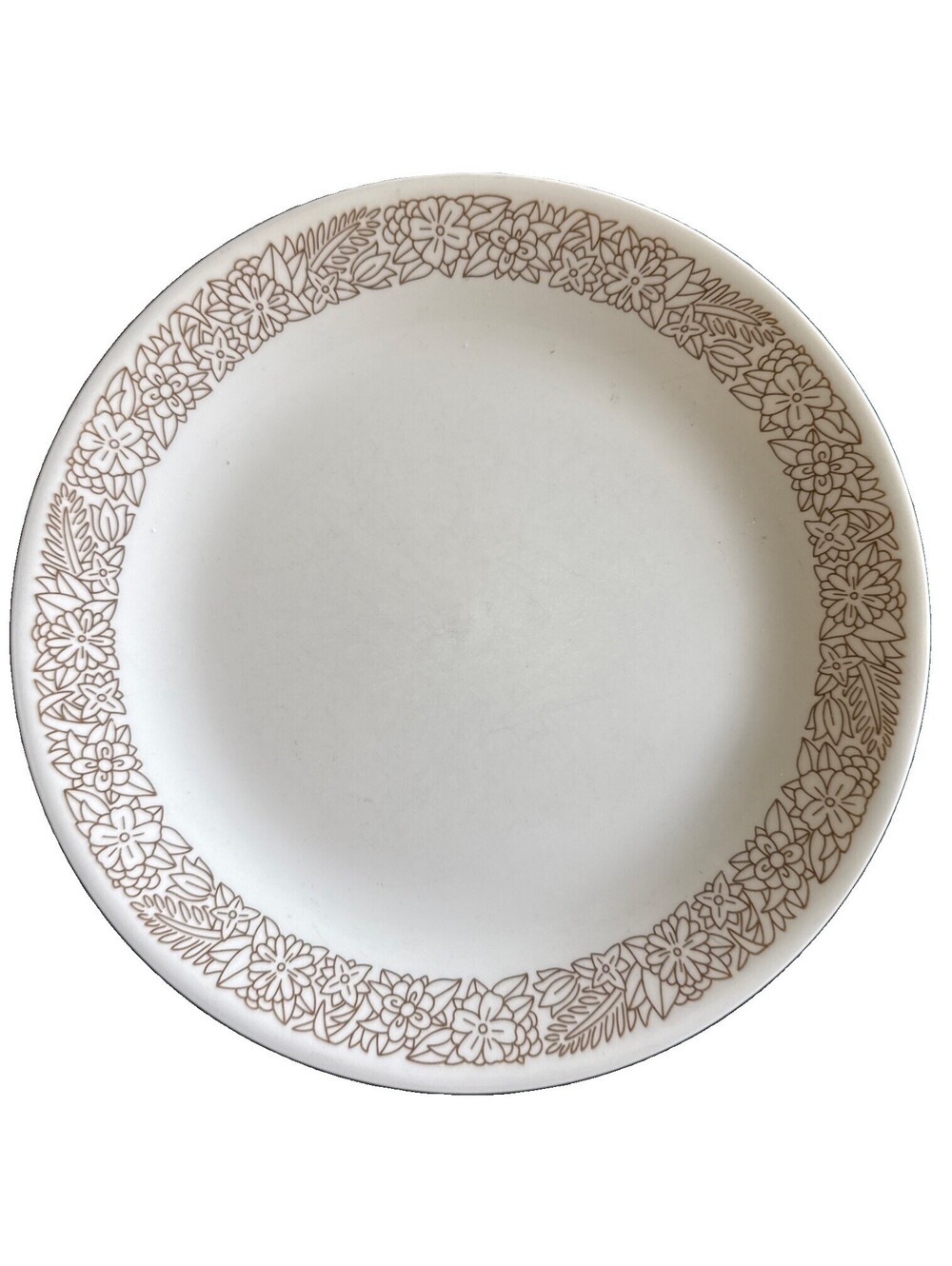 Set of 8 Vintage MCM Corelle Woodland Brown 10 1/4" Dinner Plates Wear Shown